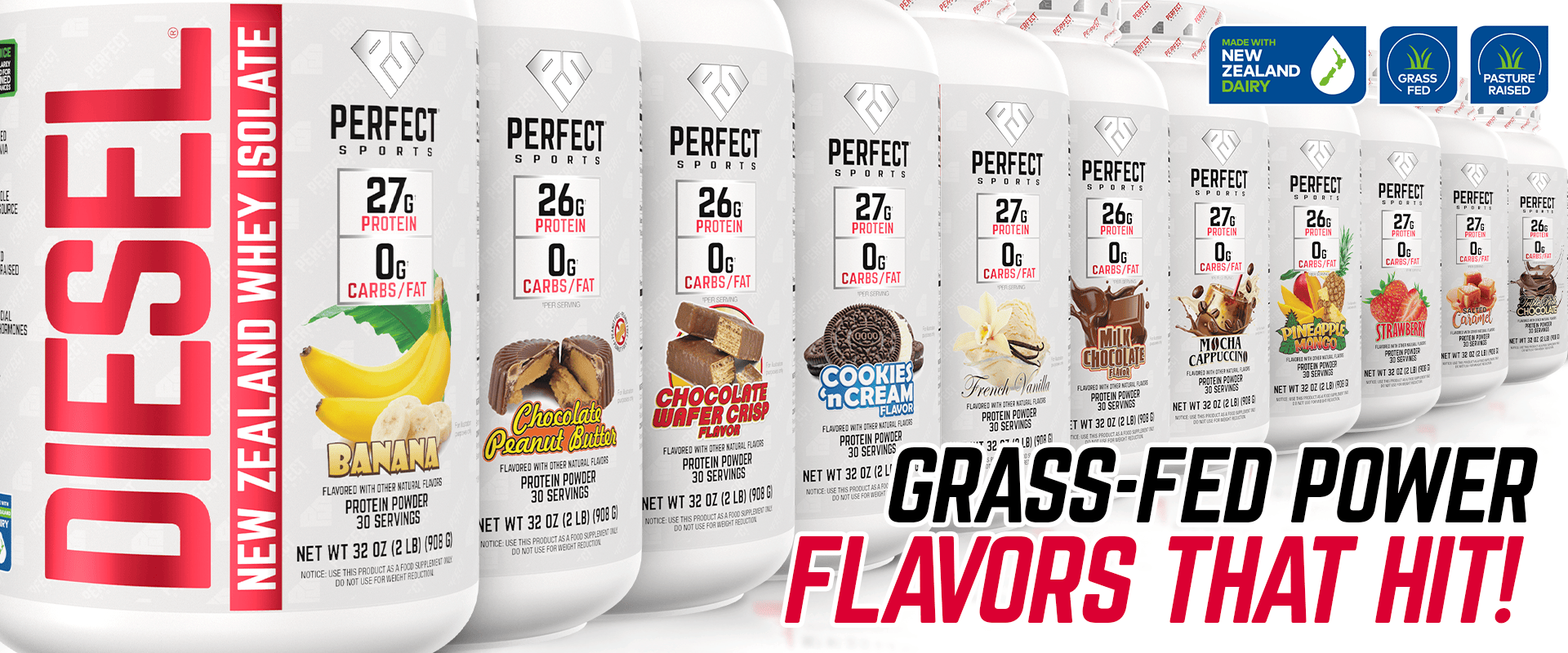 Grass-fed power flavors that hit! Diesel New Zealand Whey Isolate