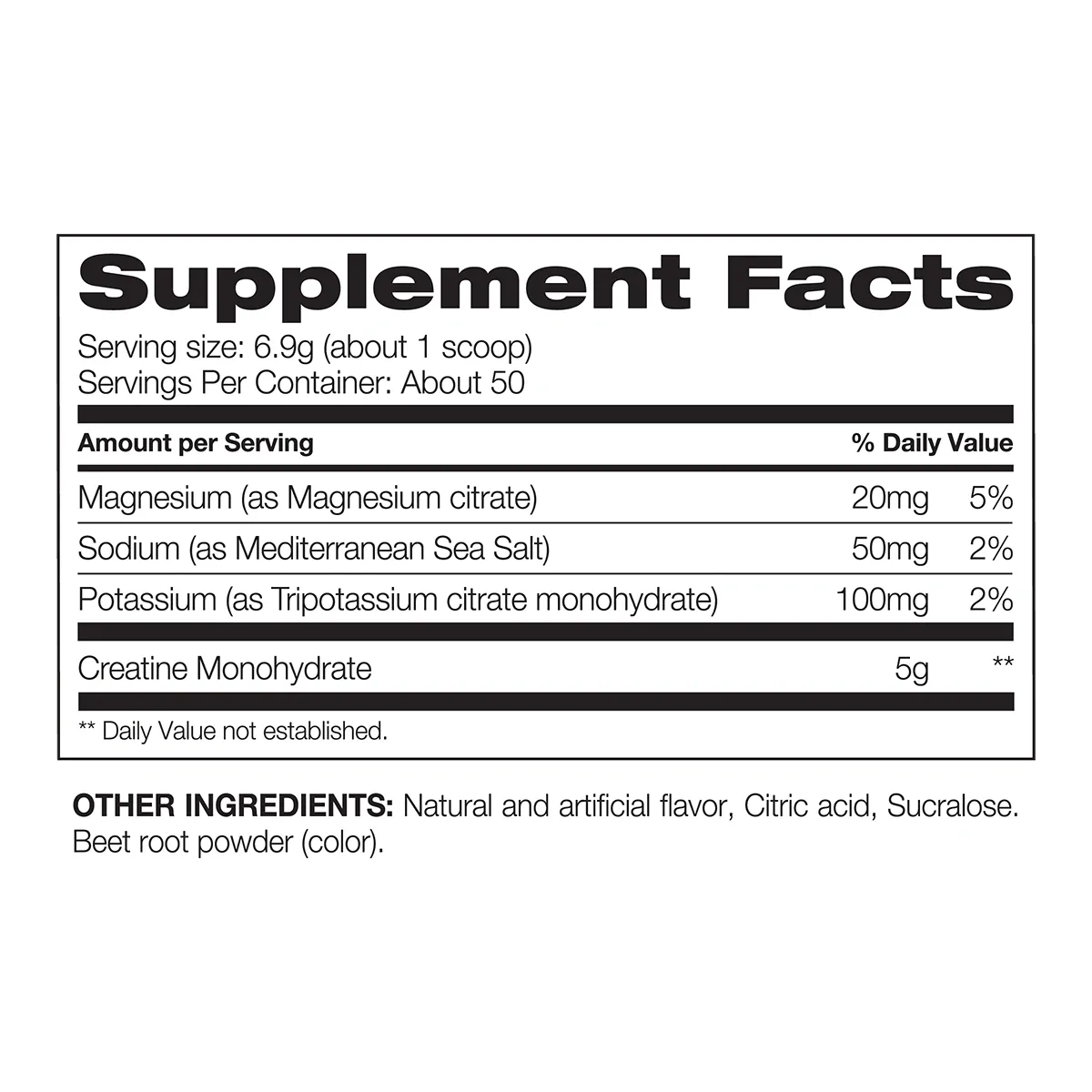 ULTRA CREATINE PLUS: MOTU Tropical Punch Flavor - Supplement Facts